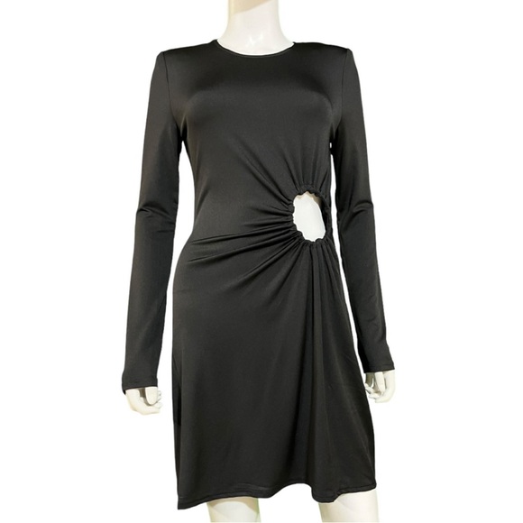 DANIELLE BERNSTEIN Ruched O-Ring Dress Black M - Picture 8 of 15